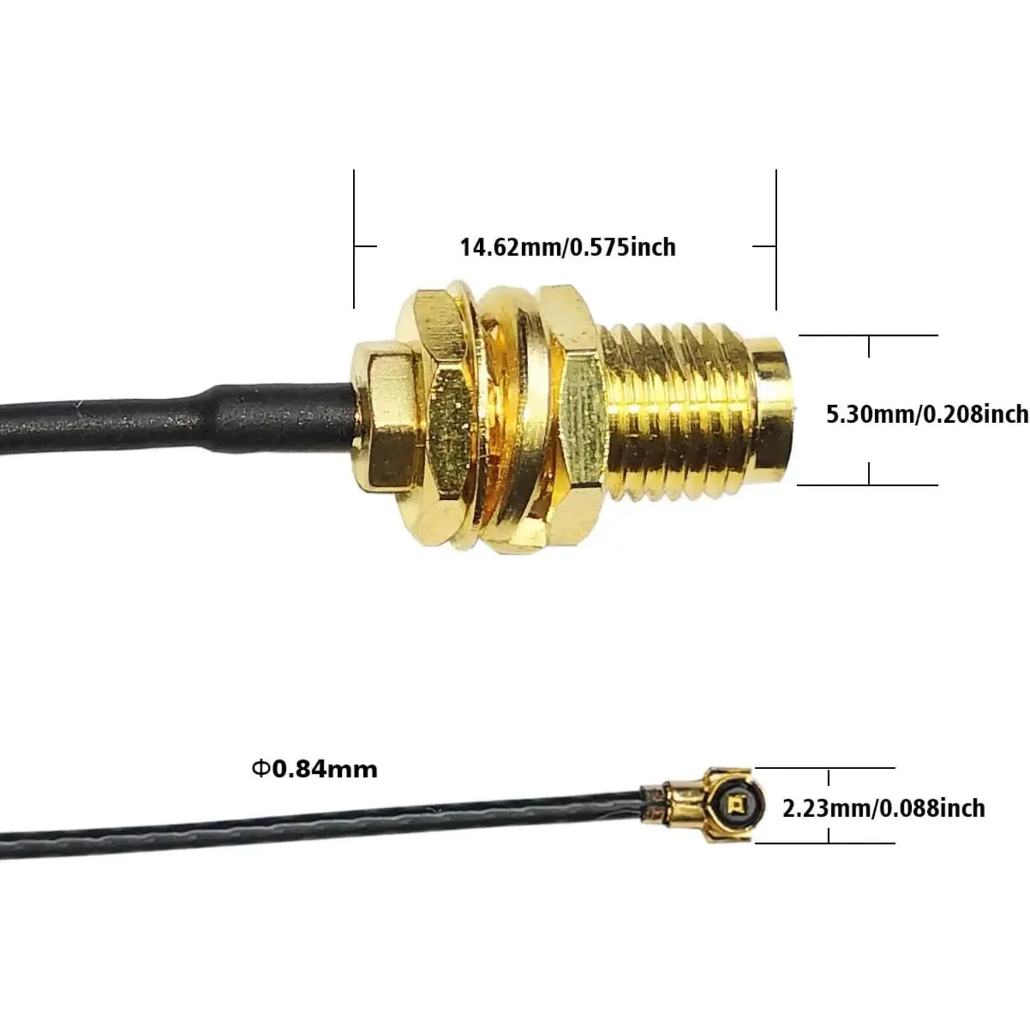 Câble d'extension d'antenne en queue de cochon, connecteur UFL vers SMA M.2 NGFF U.FL vers RP-SMA femelle MHF4 I-P-X-4 I-P-E-X-4 (15cm (2 pièces))