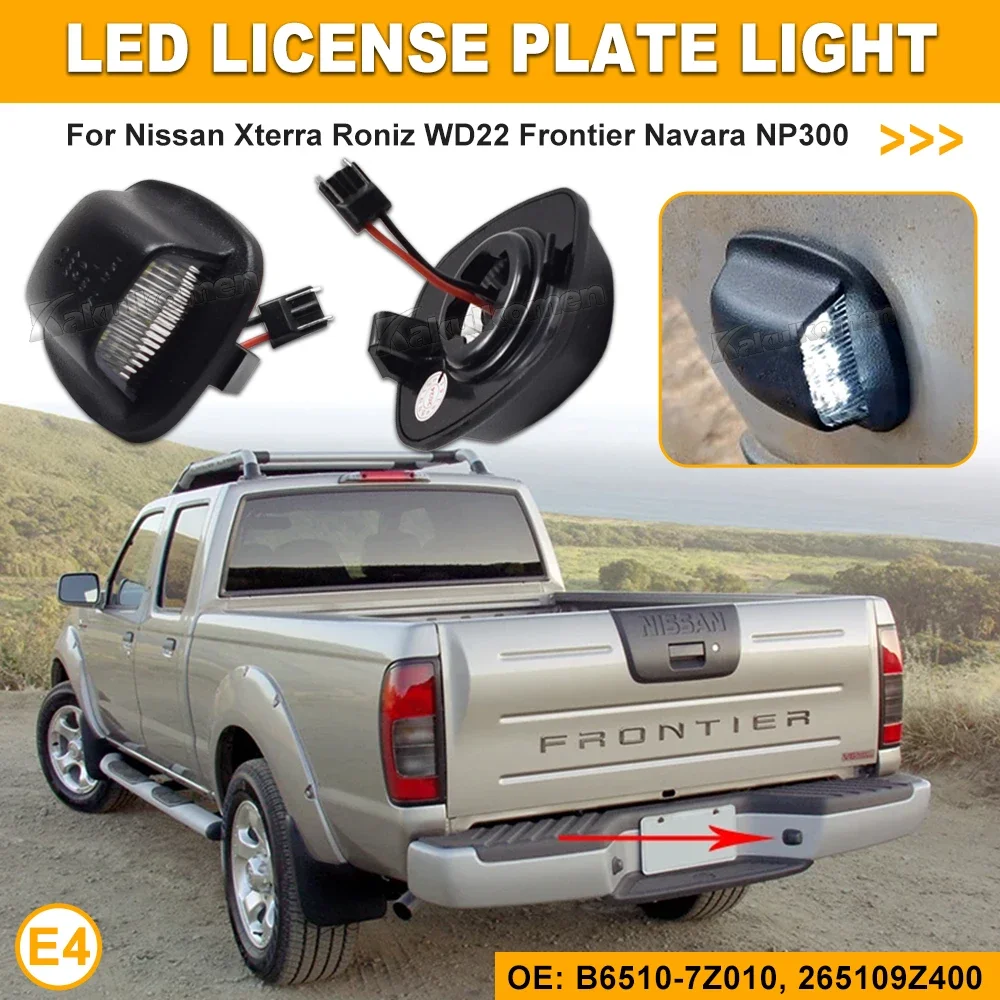 2Pc LED License Number Plate Light For Nissan Xterra（Roniz）WD22 1999-2004 For Frontier Navara NP300 D22 1998-2004