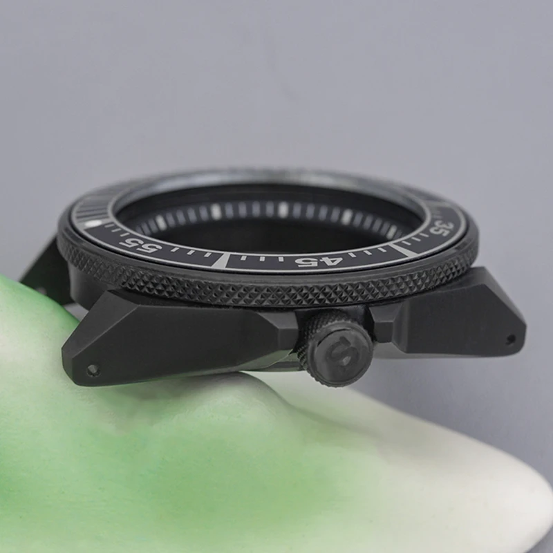 44 mm Samurai Watch Case, Sapphire Glass, Sealed Caseback, Black Case Compatible with Calibre NH35 NH36 4R35 7S26, Watch Case