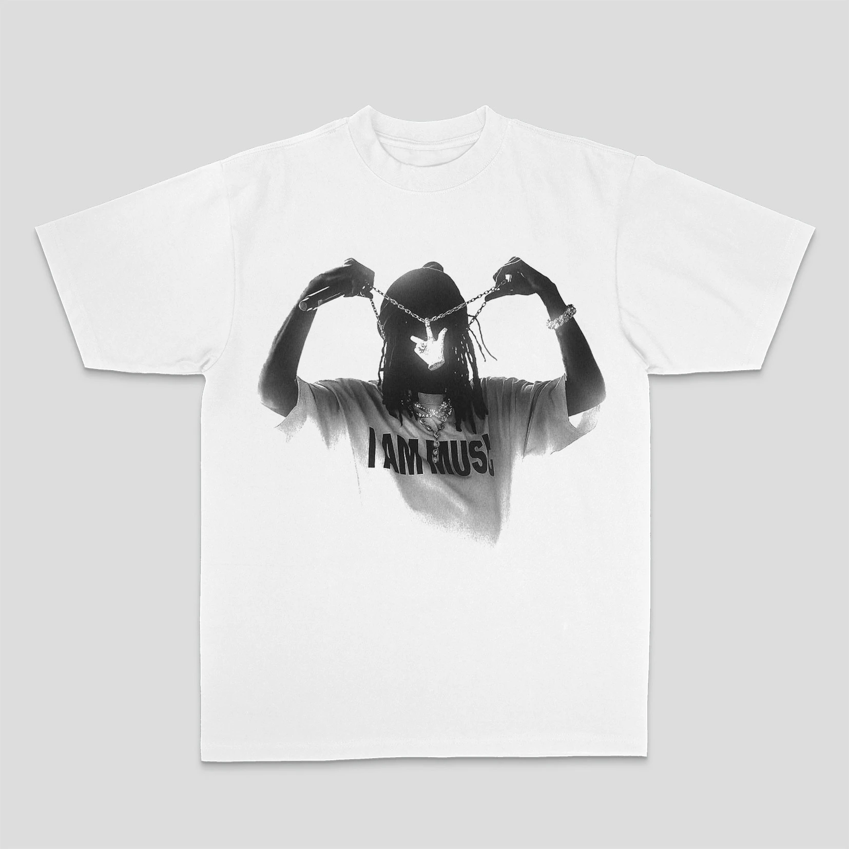 Fit Playb I AM MUSIC Oi Carti American Retro Short Sleeve Vibe Style Printed Cotton T-Shirt Both of Men and Women