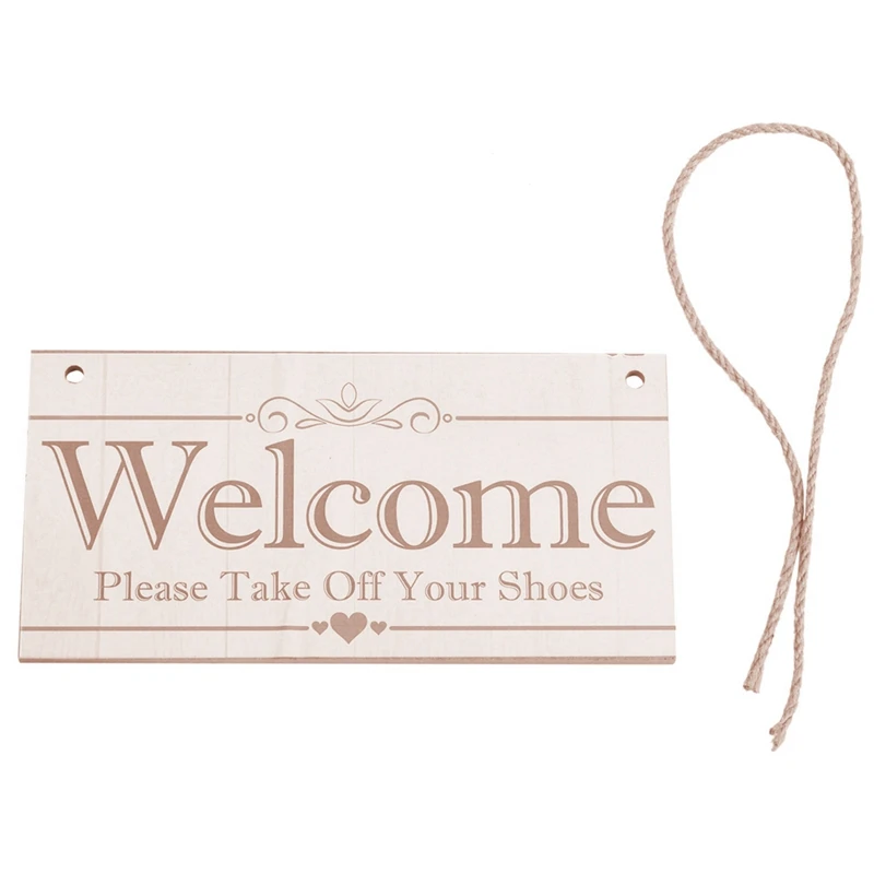 M12K-2X Welcome Please Take Off Your Shoes Hanging Plaque Sign House Porch Decor Gift