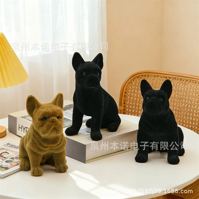 Flocked French Bulldog Resin Figurine Cute Sculpture For Home Living Room Tabletop Entryway Decor Gift For Pet Lovers