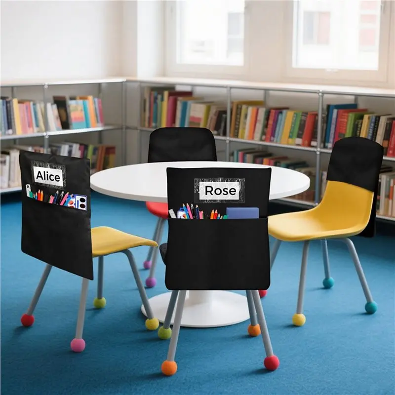MLGB-60 Pack Chair Pockets For Classrooms -Seat Sacks Organizer For K-2 Students, Fabric Storage Pockets For School Supplies