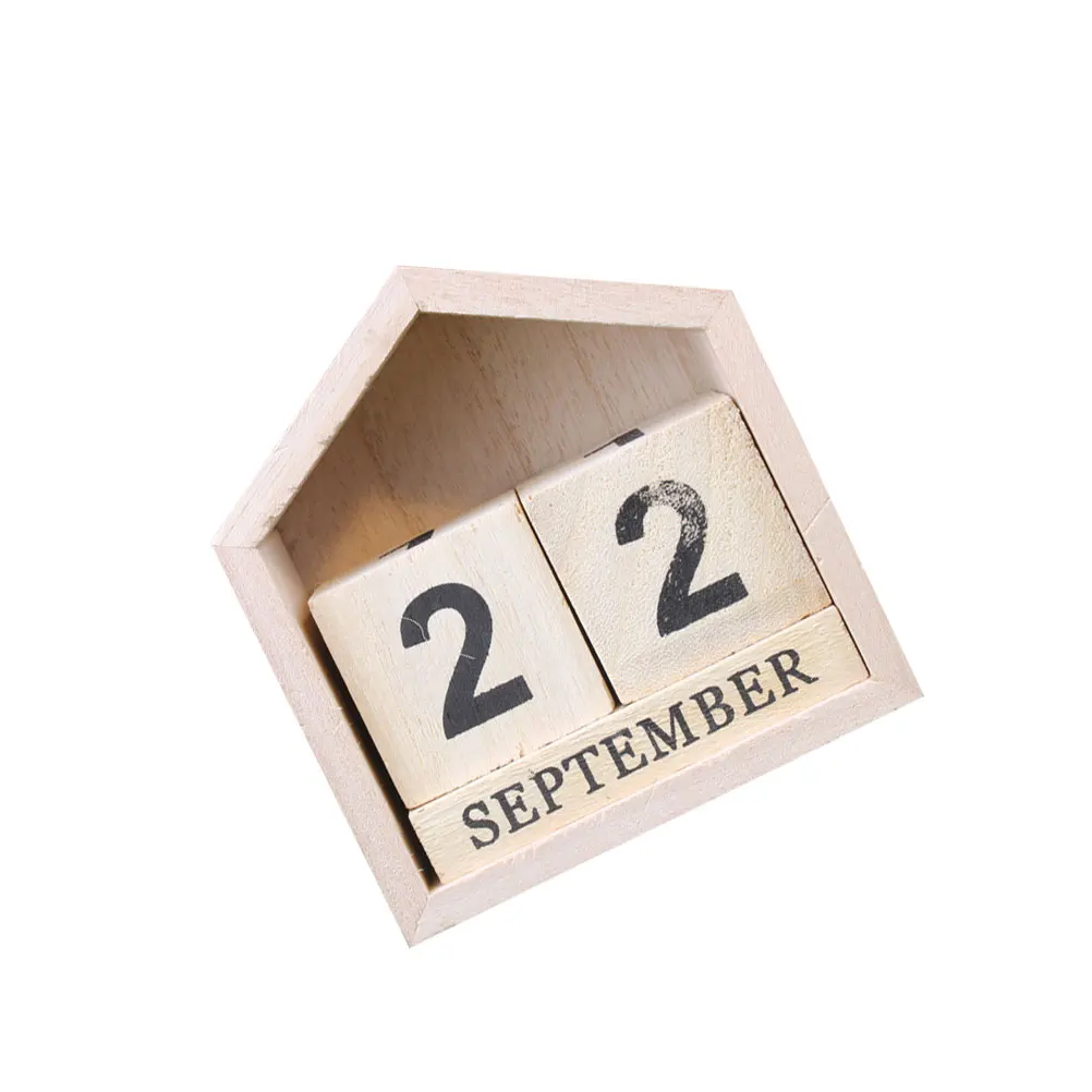 

1Pcs Wooden Desktop Calendar Manual Adjustable Date Retro Home Desk Decoration Desktop Calendar