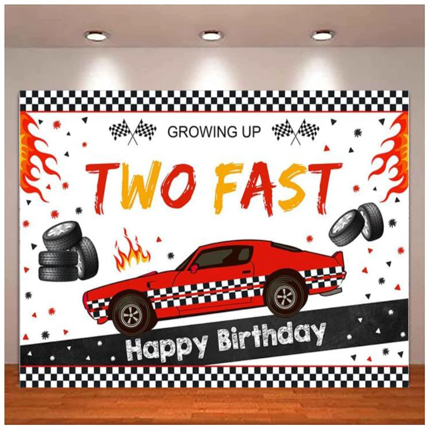 

Race Car Two Fast Theme Photography Backdrop Growing Up Happy 2nd Birthday For Boy Party Decor Supplies Racing Car Background