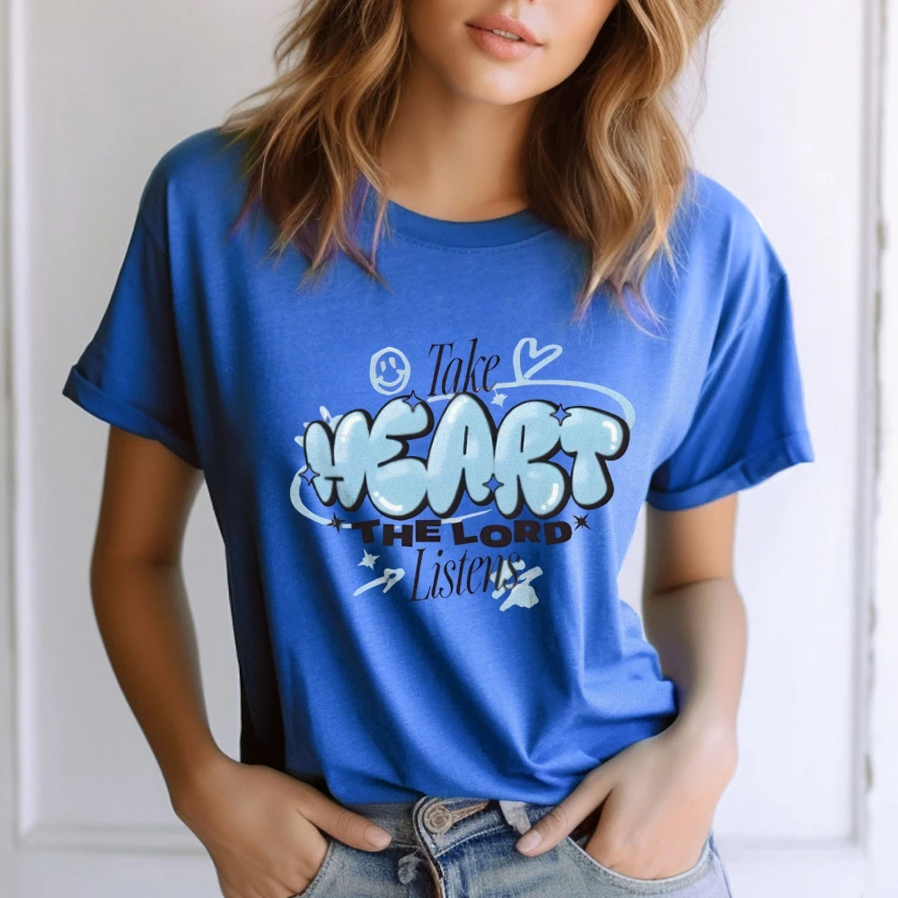 تي شيرت قطني غير رسمي ملابس Y2K ملابس ناعمة جرافيك أساسية قماش قابل للتمدد مريح مناسب صوت مثالي لنبضات القلب