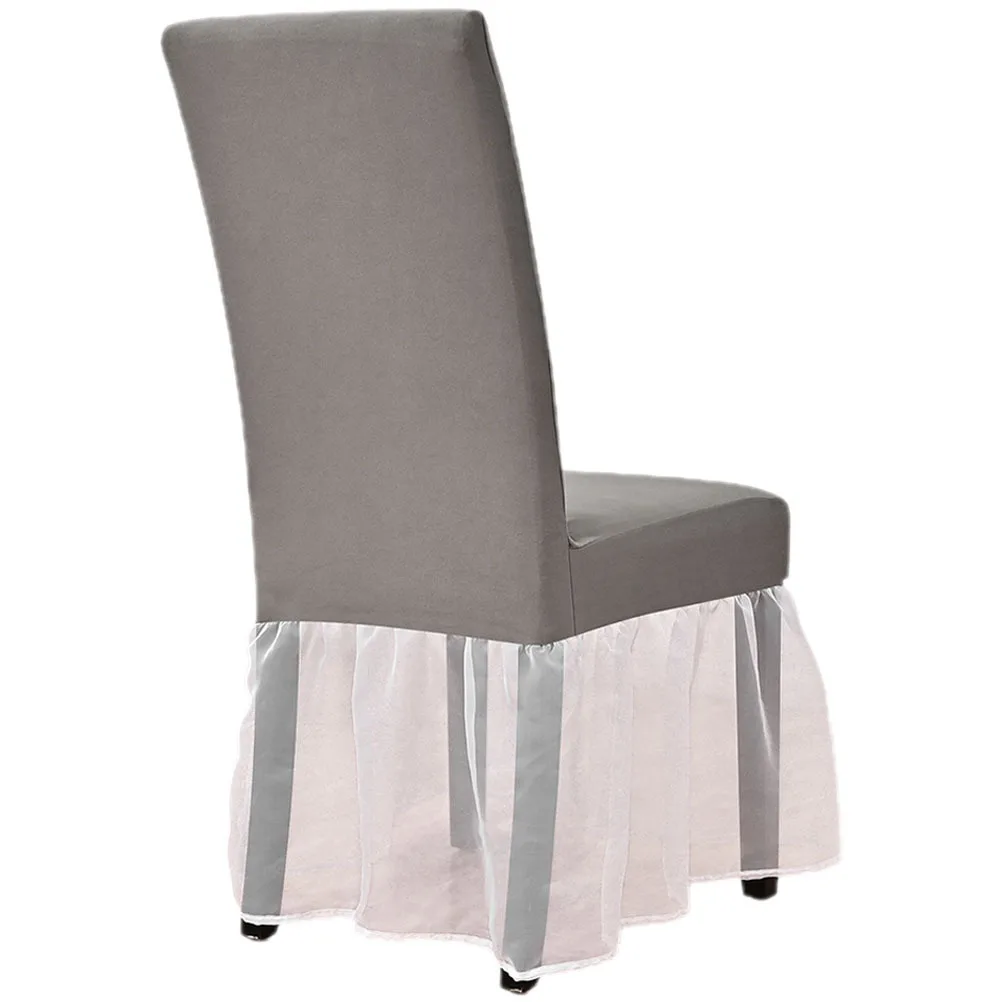 

Stretchy Dining Chair Cover Solid Color Slipcover Easy Fitted Skirt Chair Protector for Kitchen Living Room Slipcover with Skirt