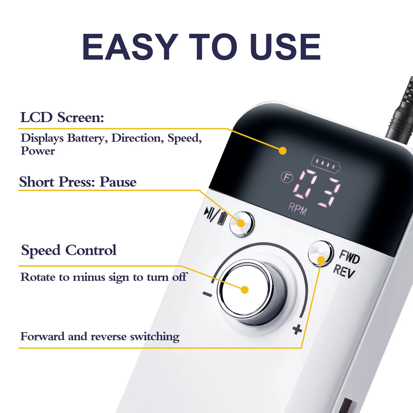 45000RPM Professional Electric Nail Drill Rechargeable Polisher with LCD for Gel Nails Polish Portable Nail File Manicure Too