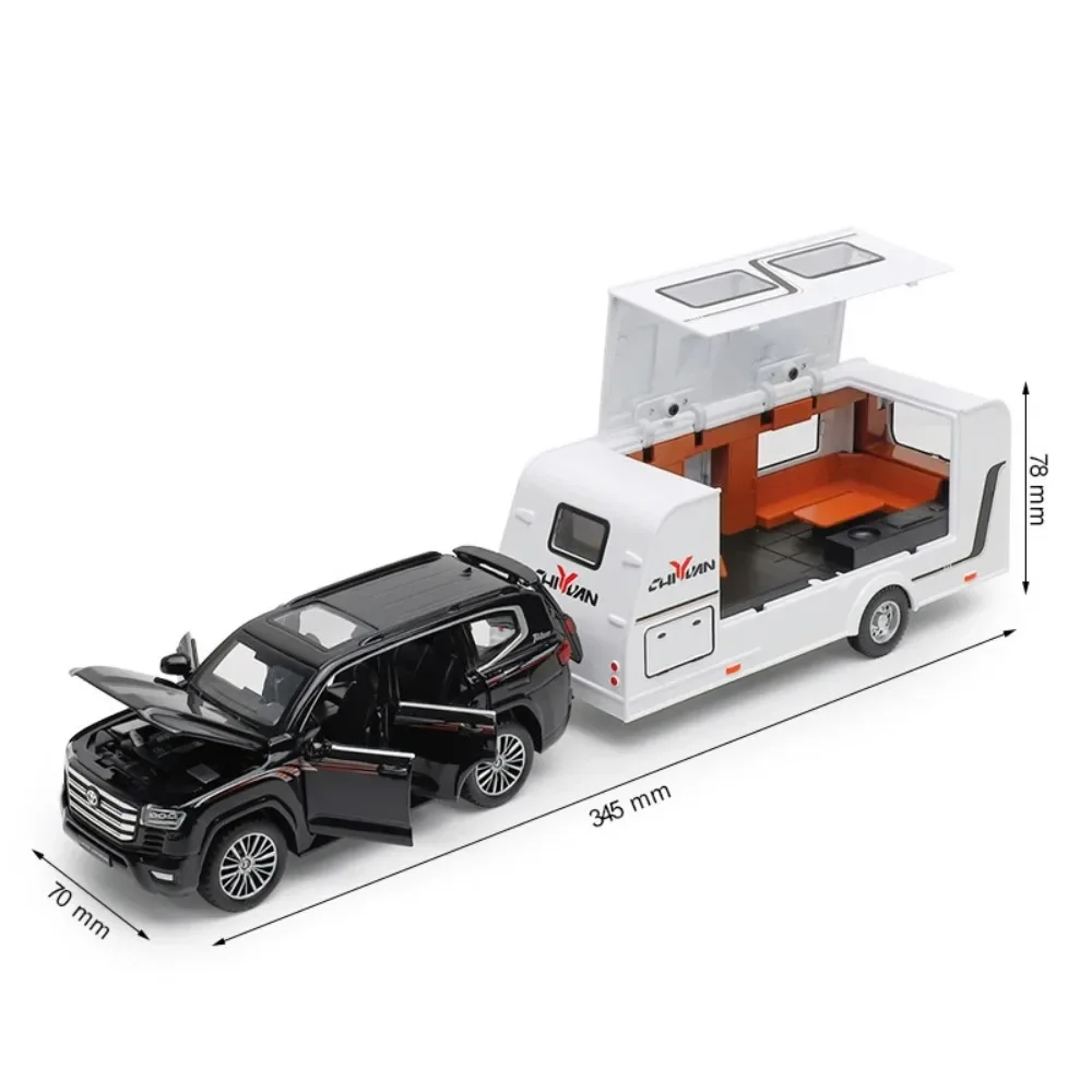 1/32 Car Toy Model Rolls Royce Cullinan SUV Alloy Travel Trailer Models Simulation Diecast Metal Vehicles Sound Light Child Gift