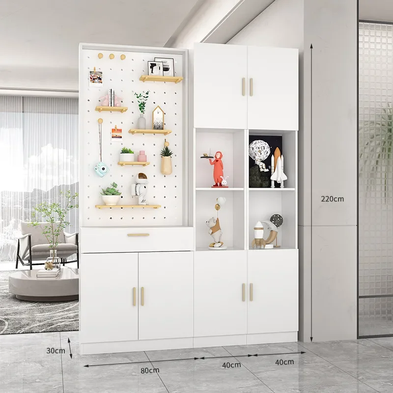 Screen partition living room simple modern entry door solid wood facing the door double-sided entrance cabinet hole board