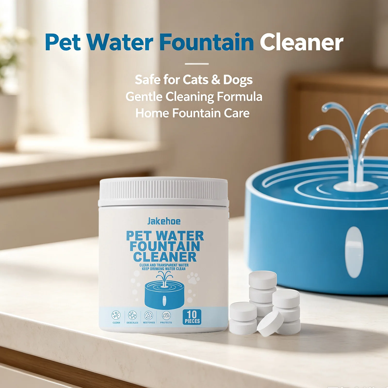 Pet Water Fountain Cleaning Tablet Remove Limescale & Dirt Residue Reduce Odor Improve Water Quality Dog Water Dispenser Cleaner