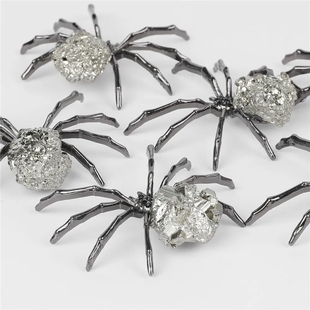 1PC Natural Pyrite Spiders Shape Home Decor Stones Raw Crystals Gold Stones Pyrites Reiki