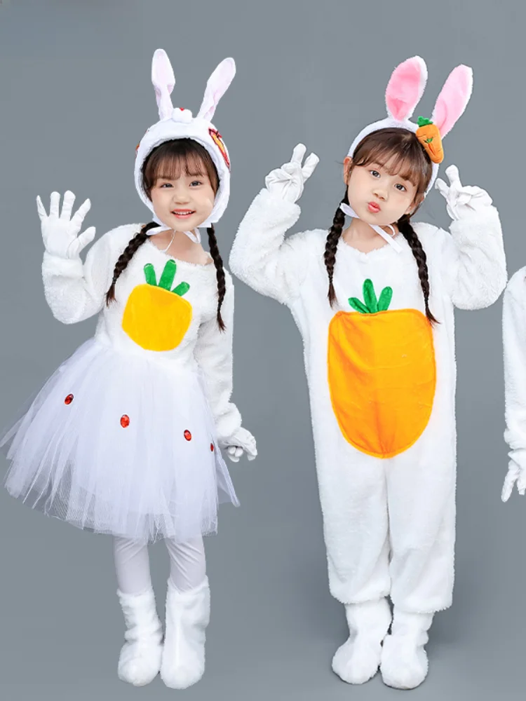 

Детский костюм кролика для выступлений, белый кролик, костюм волка для танцев, наряд животного, балетная юбка для малышей