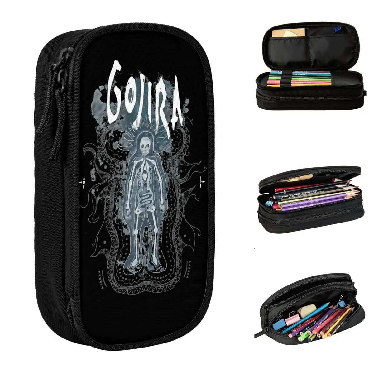 New Gojiras Rock Metal Band Pencil Case Pencilcases Pen Holder for Student Large Storage Bag School Supplies Gifts Accessories