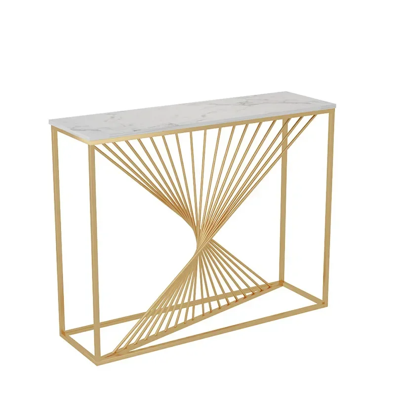 

Nordic gold marble entrance table, light luxury simple entrance table against the wall, corridor aisle iron decoration gold
