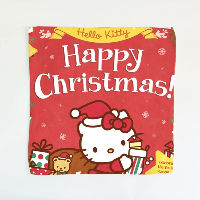 Hello Kittys Absorbent Towel Anime Christmas Cartoon Cute Girls Wipe Hand Face Towel Handkerchief Baby Bathing Feeding Washcloth