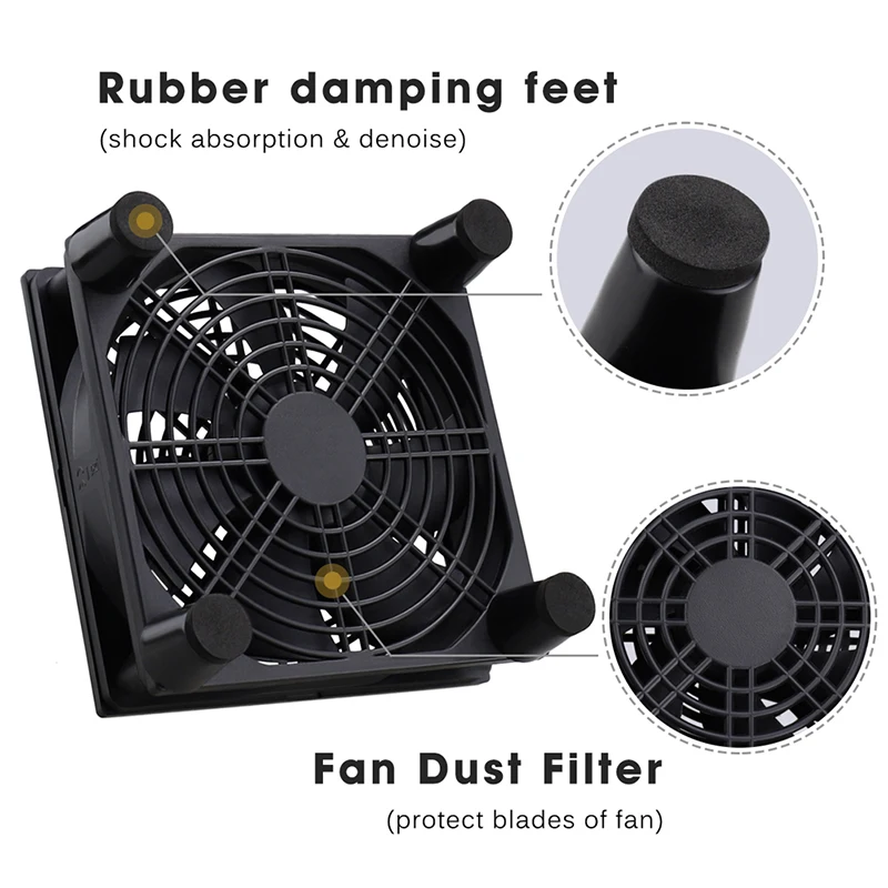 Gdstime DC 5V USB 120mm 140mm DIY Router Fan 80mm W/Controller & Protective Net Desktop Cooling Fan 92mm TV Box Dual Ball Cooler