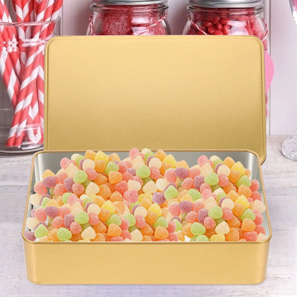 

Storage Box Metal Tin Rectangular Container Boxes Candy Jar Cookie Tins with Lids Holiday Tinplate Bin