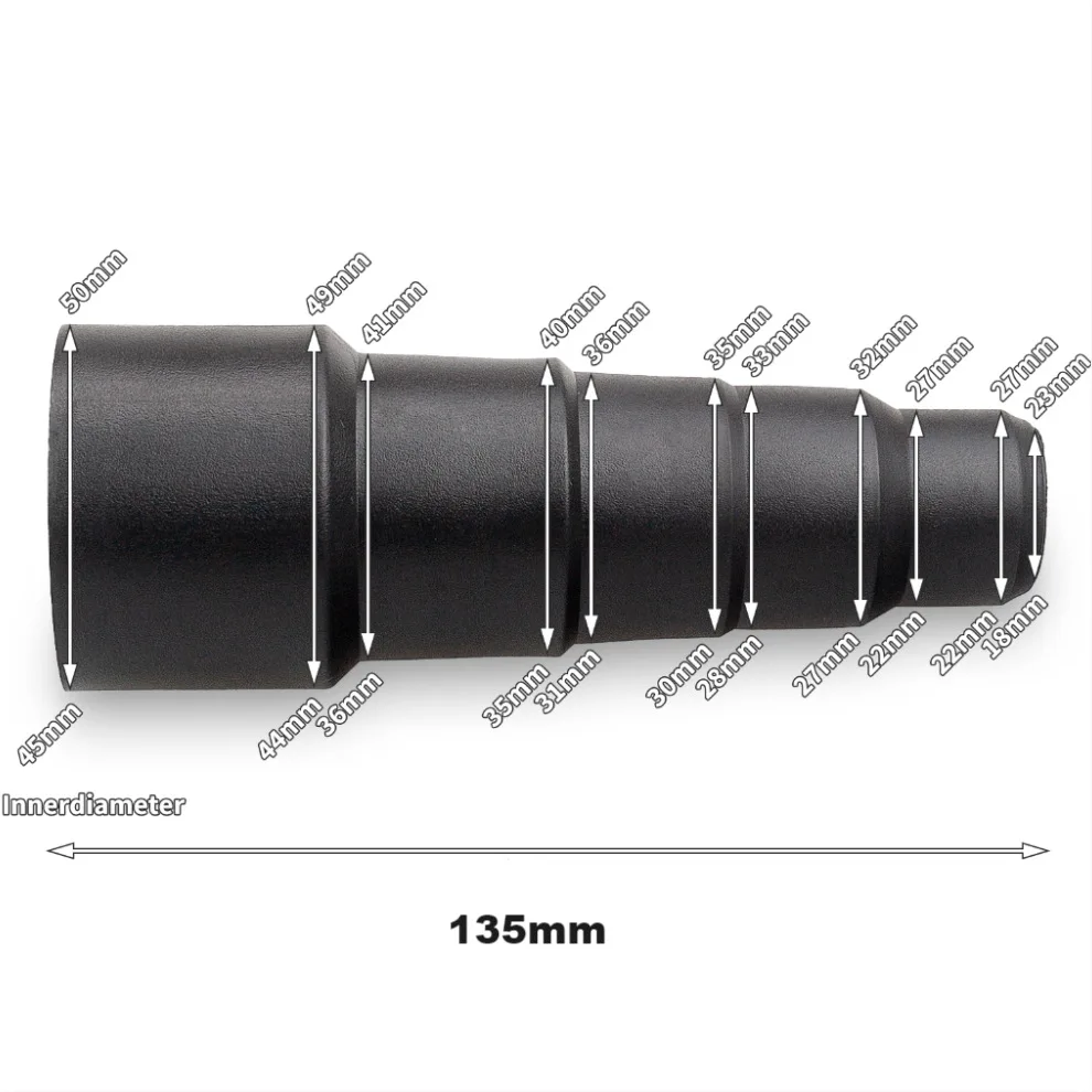 Universal Vacuum Hose Adapter Converter 50/42/34/30/23mm Black Soft Rubber Round Suction Hose Converter Dry Wet Use