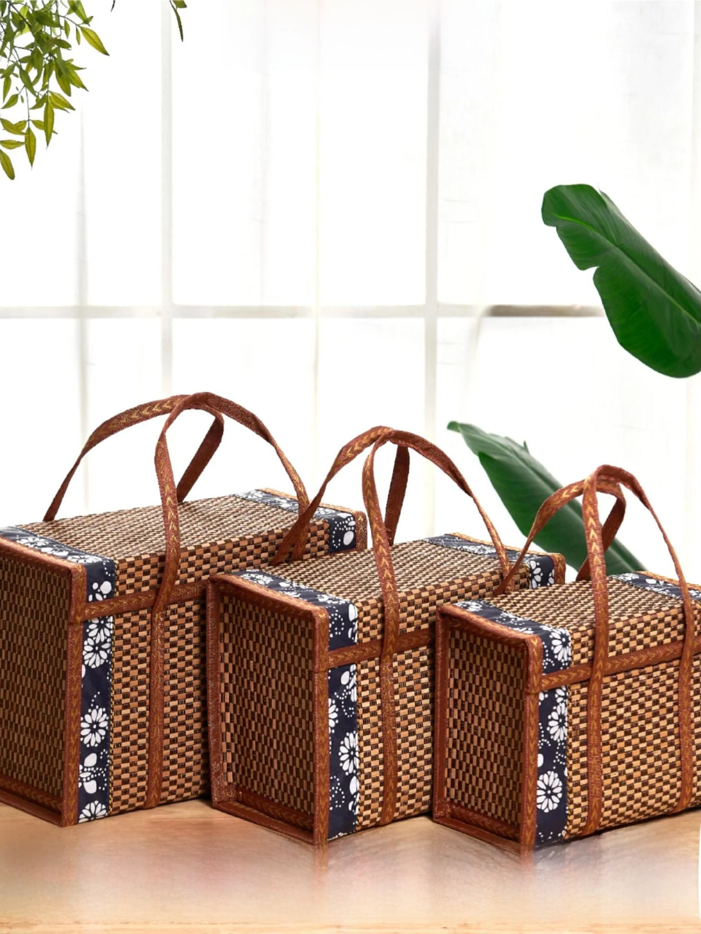 Cesta de Almacenamiento de Bambú Tejido de Alta Gama para Embalaje de Productos Especiales de Zonas Rurales: Caja de Regalo para Embutidos, Tocino y Carne Seca