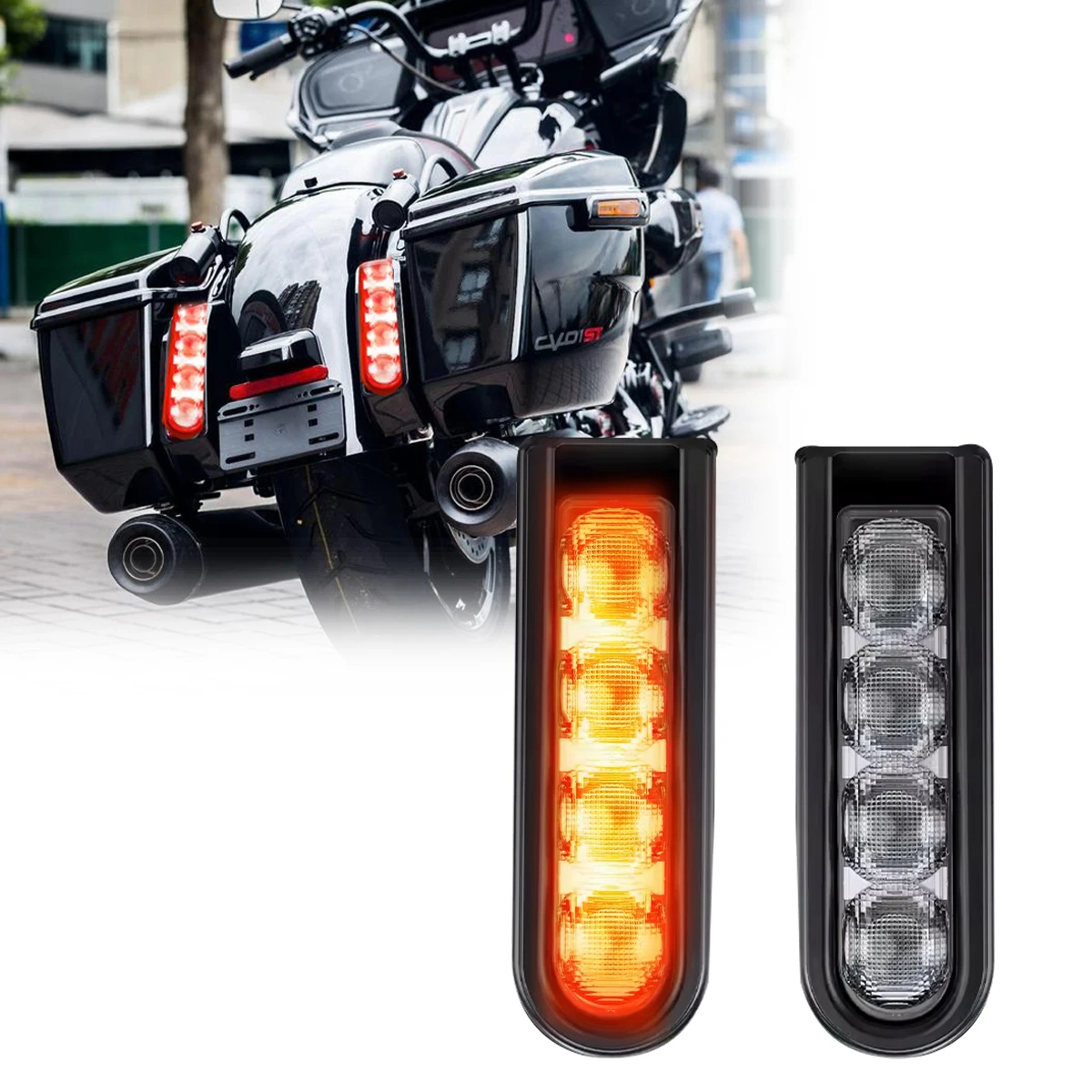 

Motorcycle Accent Saddlebag Filler Inserts Support LED Lights For Harley Touring Road Electra Glide CVO Limited FLHTKSE 2014-Up