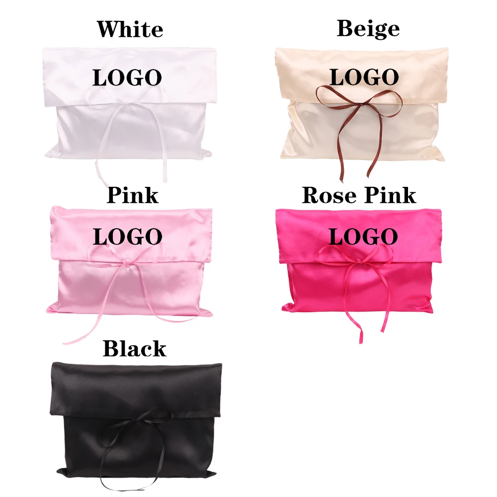 10 Stück personalisierte Satin-Geschenktüten für Haarbündel mit Schleifenband, Kleidungsverpackungsbeutel, Satin-Aufbewahrungstaschen für Perücken für Unternehmen – Detail 3