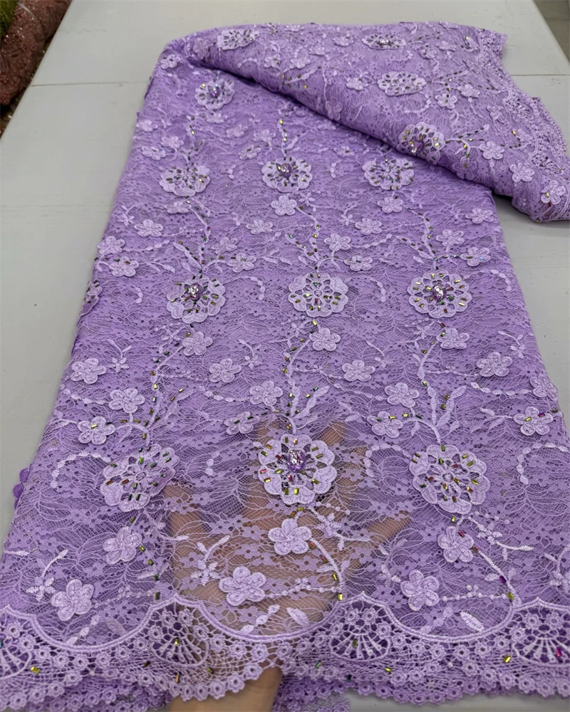 

Элитное африканское гипюровое кружево с кордовой отделкой и стразами 2026: высококачественное водорастворимое кружево для нигерийских праздничных платьев, 5 ярдов