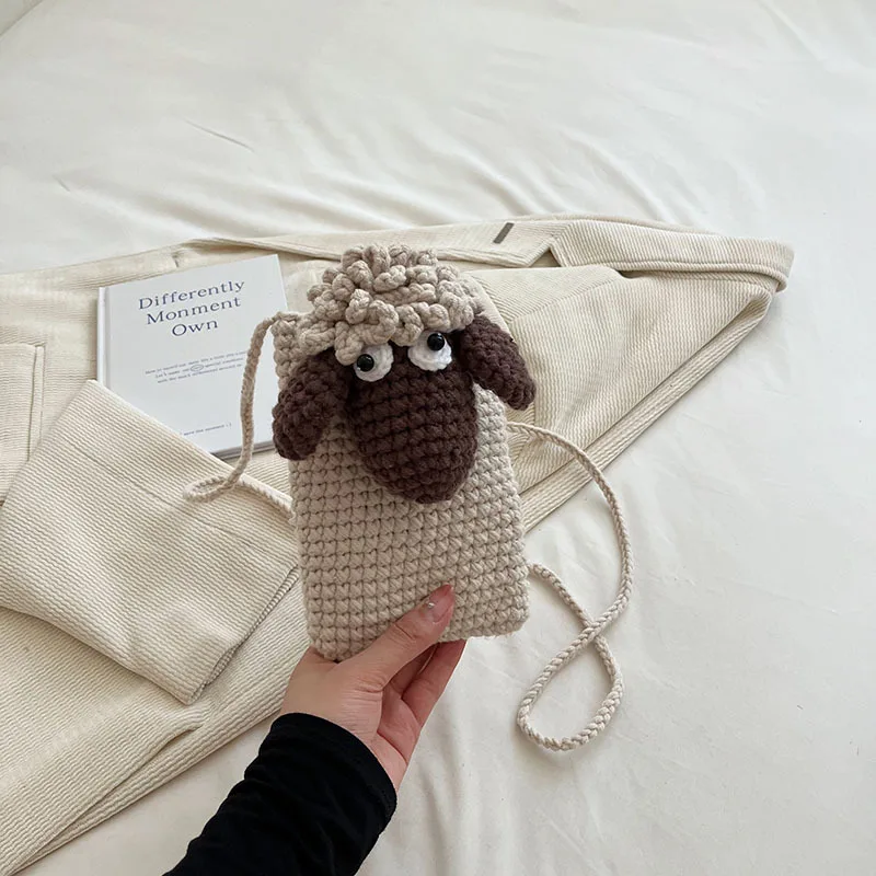 Fall/winter New Children's Bag Cute Girls Wool Hand-woven Crossbody Bag Baby Go Out Mini Phone Bag