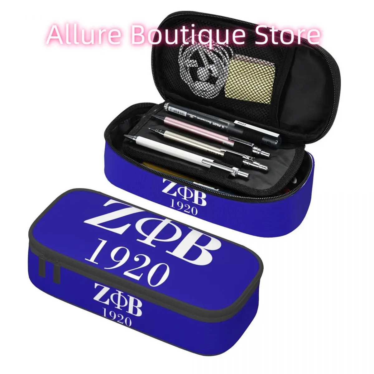 

Customized Zeta Phi Beta Sorority Logo Pencil Case for Girls Boys Large Capacity Greek Letter 1920 Pen Bag Box School Supplies