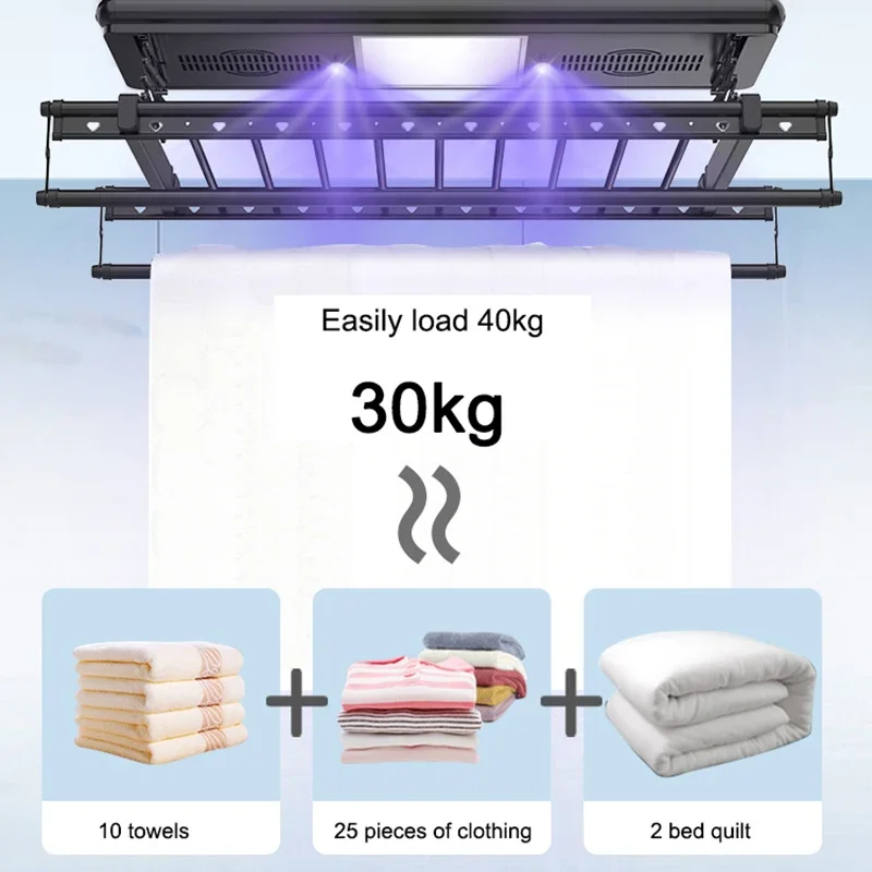 Stendino elettrico sollevamento intelligente balcone telecomando stendino palo di asciugatura telescopico domestico