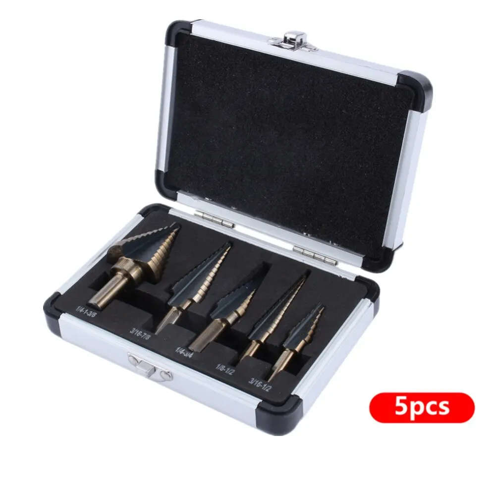 HSS 4241 Cobalt Multiple Hole 50 Sizes Step Drill Set Tools Aluminum Case. Metal Hole Cutter Core Cone Drilling Tools Set image 3