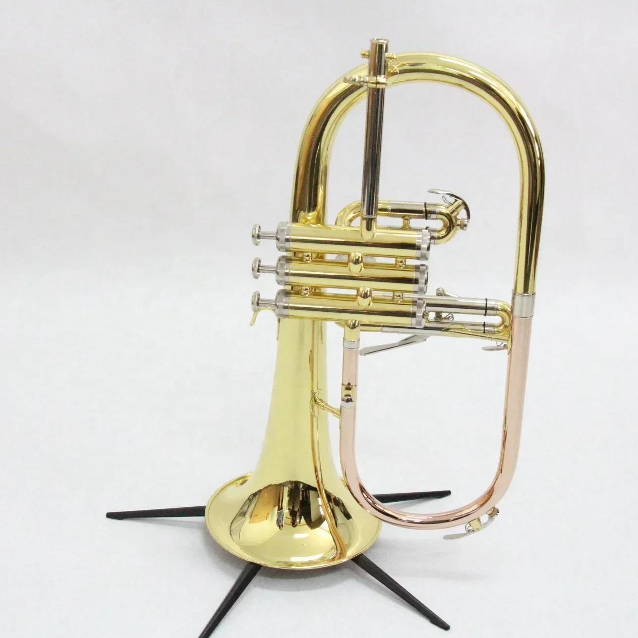 

Brass Body Stainless Steel Valves Music Instrument, Rose Brass Lead Pipe Gold Lacquer Bb Flugelhorn