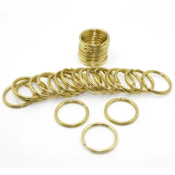 100pcs Solid Brass Split Rings Double Loop Keyring 10-35mm Keychain Keys Holder DIY Leather Craft hardware