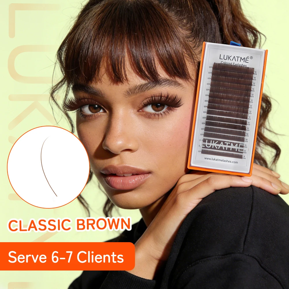 

LUKATME Classic Brown Ellipse Eyelash Extensions Split Tips Soft Light Weight Premium Natural Lashes 8-15MM False Lash Mix