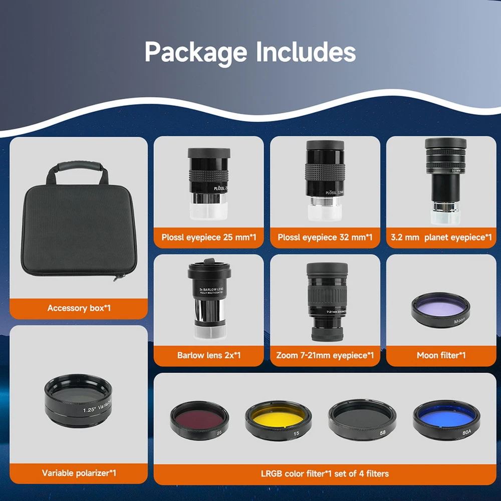 SV233 Telescope Eyepiece Kit 1.25 inch Multi-Layer Coated Wide Angle Optical Eyepiece Stargazing Planetary Viewing Accessories