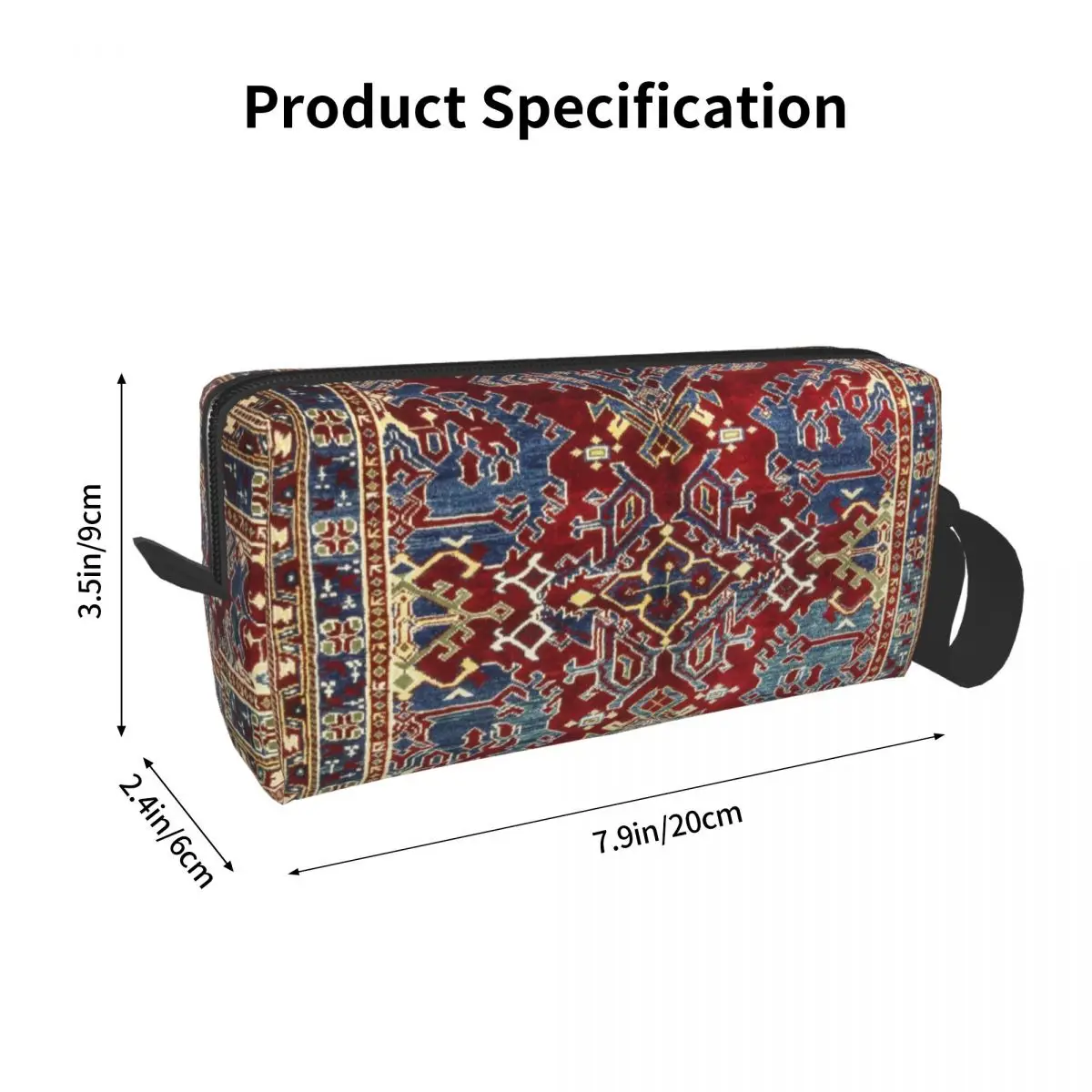 Turkish Persian Rug Bohemian Kilim Toiletry Bag Antique Geometric Ethnic Art Makeup Cosmetic Ladies Beauty Storage Dopp Kit Case