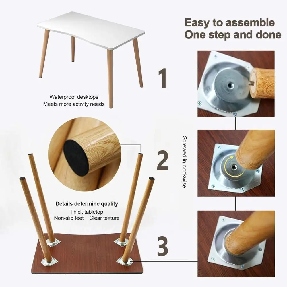 مكتب خشبي أبيض أنيق 40 - مكتب منزلي متين أو غرفة نوم أو طاولة دراسة