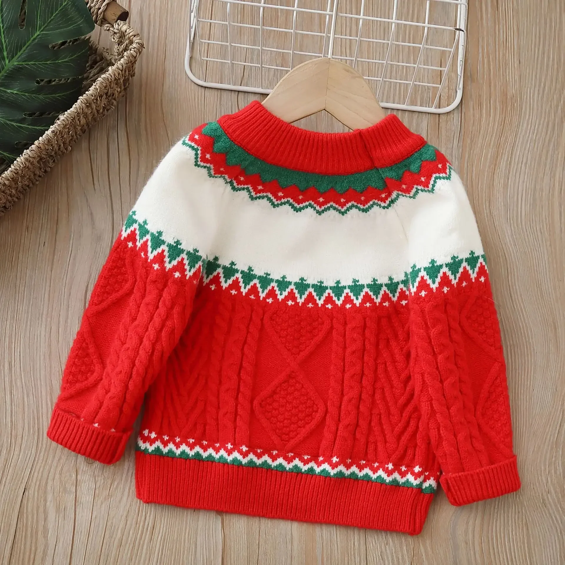 Christmas New Children's Sweater Plush Thickened Boys and Girls Cartoon Little Bear Cute Versatile Knitted Sweater