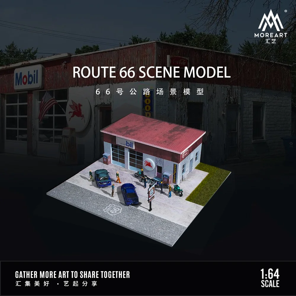 **pre-sale**MoreArt 1:64 Route 66 House Classic Vintage light version assembled scene model