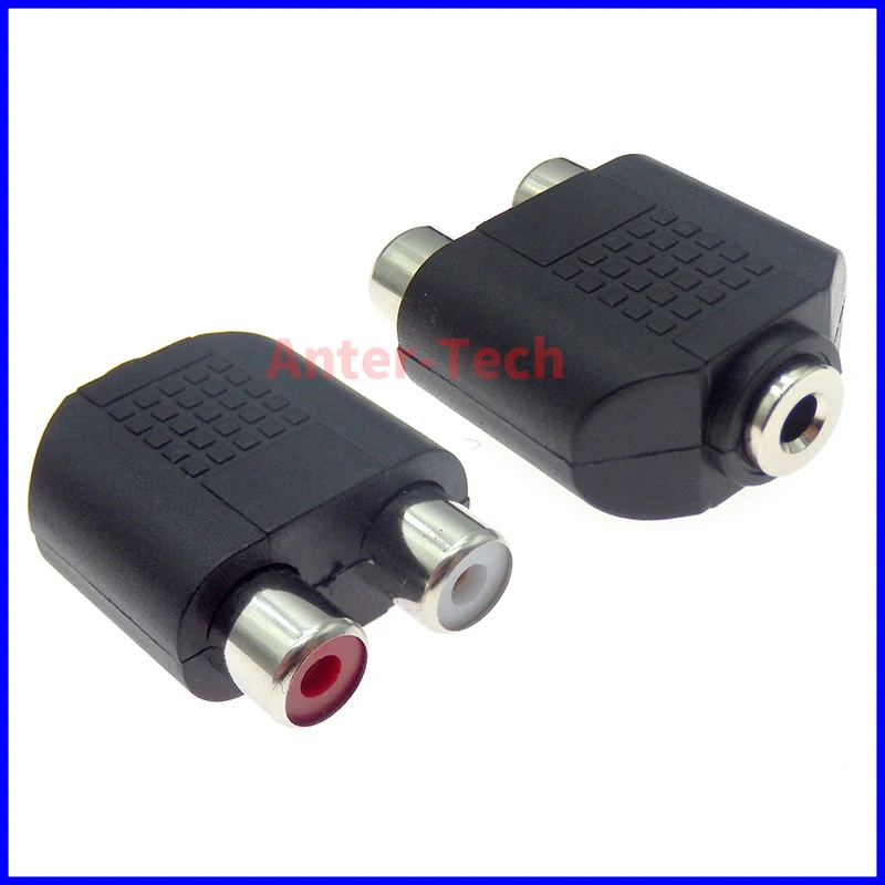 1PCS 3.5mm Jack To 2 RCA Female to Female Audio Jack Connector Adapter