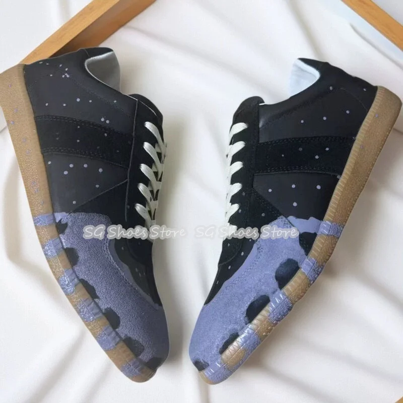 

Summer Breathable Mixed Color Training Sport Shoes for Men Graffiti Inkjet Prints Lace-Up Casual Sneakers Male Patchwork Flats