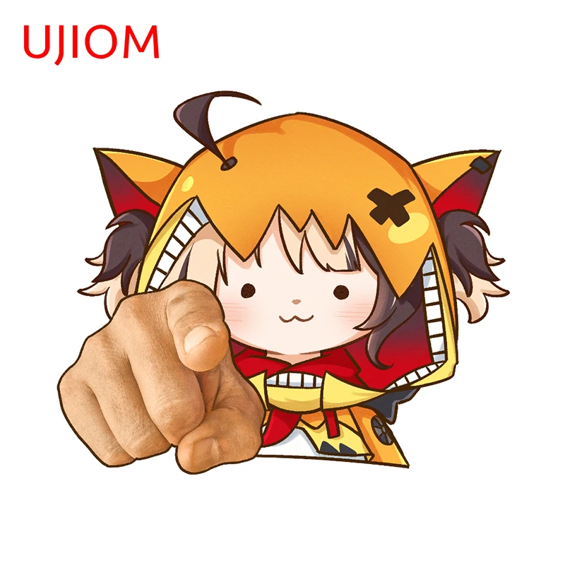 UJIOM 13cm × 11cm Hololive Gigi Murin Chibi Cartoon Wall Sticker Interesting Cupboard Decals Creative Living Room Decoration