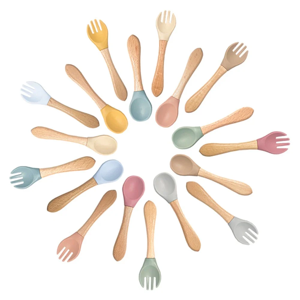 

Food-grade Silicone Baby Products Baby Eating Spoon Training Water Spoon Children's Tableware Complementary Food Spoon Fork