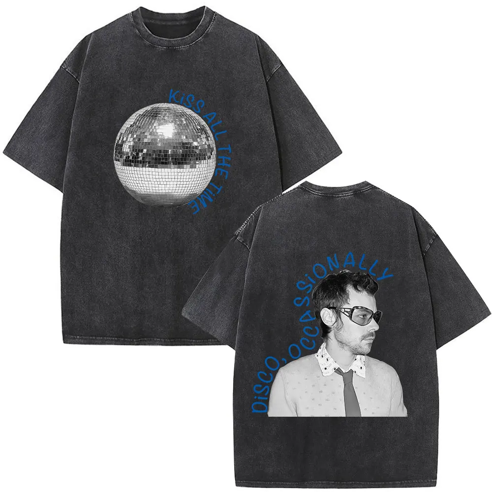 Kiss All The Time Disco Occasionally 2026 Album Vintage Washed T-shirt Men Women Clothing Fashion Hip Hop Short Sleeves T Shirts