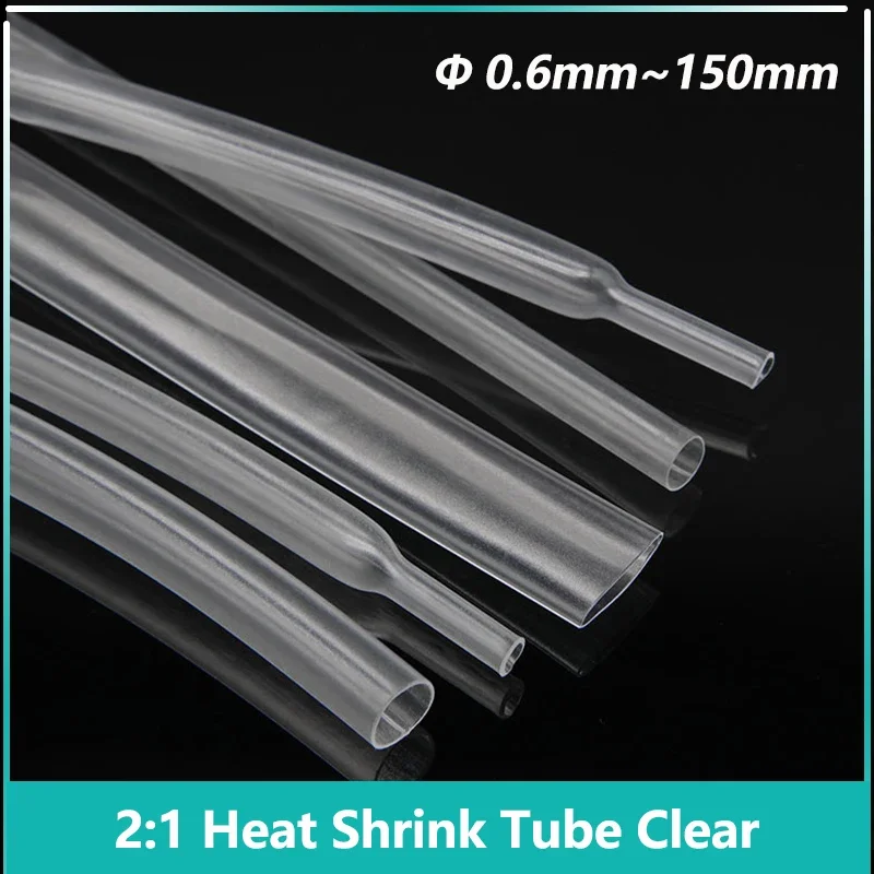 

1~40M Transparent 2:1 Heat Shrink Heatshrink Tube 0.6mm ~ 150mm Diameter Wire Repair DIY Cable Protecctor Sleeving Wrap Tubing