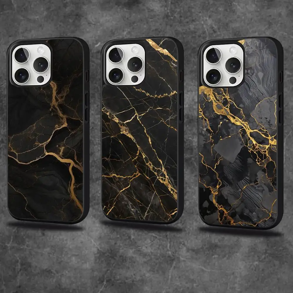 

Black Gold Marble Pattern Phone Case For iPhone 17,16,15,14,13,12,11,Pro,Max,Plus,Mini,SE4,E Magnetic Magsafe Wireless Charging