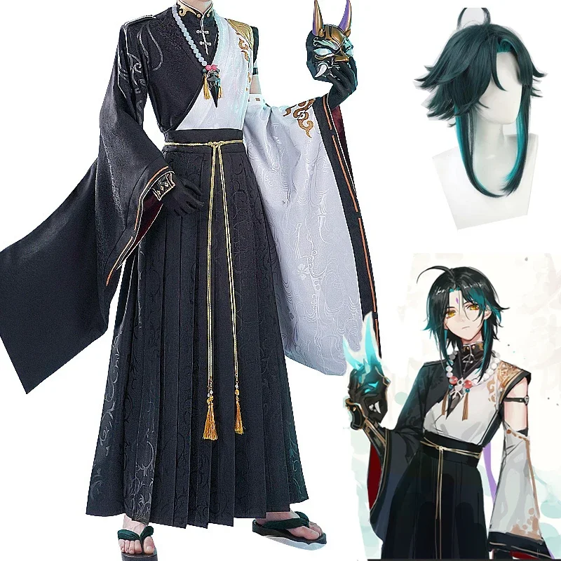 

Antiquity Genshin Impact Xiao Cosplay Costume Kimono Uniform Shoes Wigs Boots Cosplay Anime Game Chinese Xiao Halloween Costumes