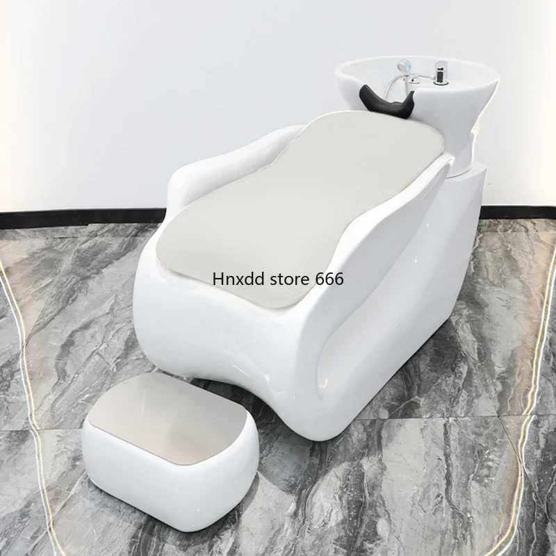 New Barber Shop Shampoo Chair Same Style Hair Salon Flushing Bed Ceramic Deep Basin for Hair Salon