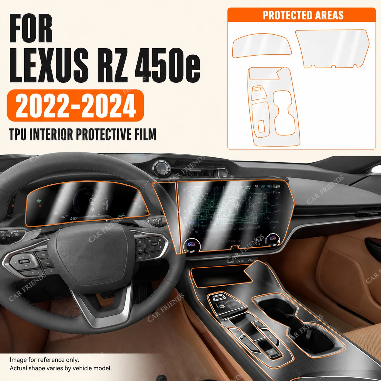 For Lexus RZ 450e 2022-2024 Transparent TPU Interior Protective Film Dashboard Screen Interior Trim Anti-Scratch Accessories