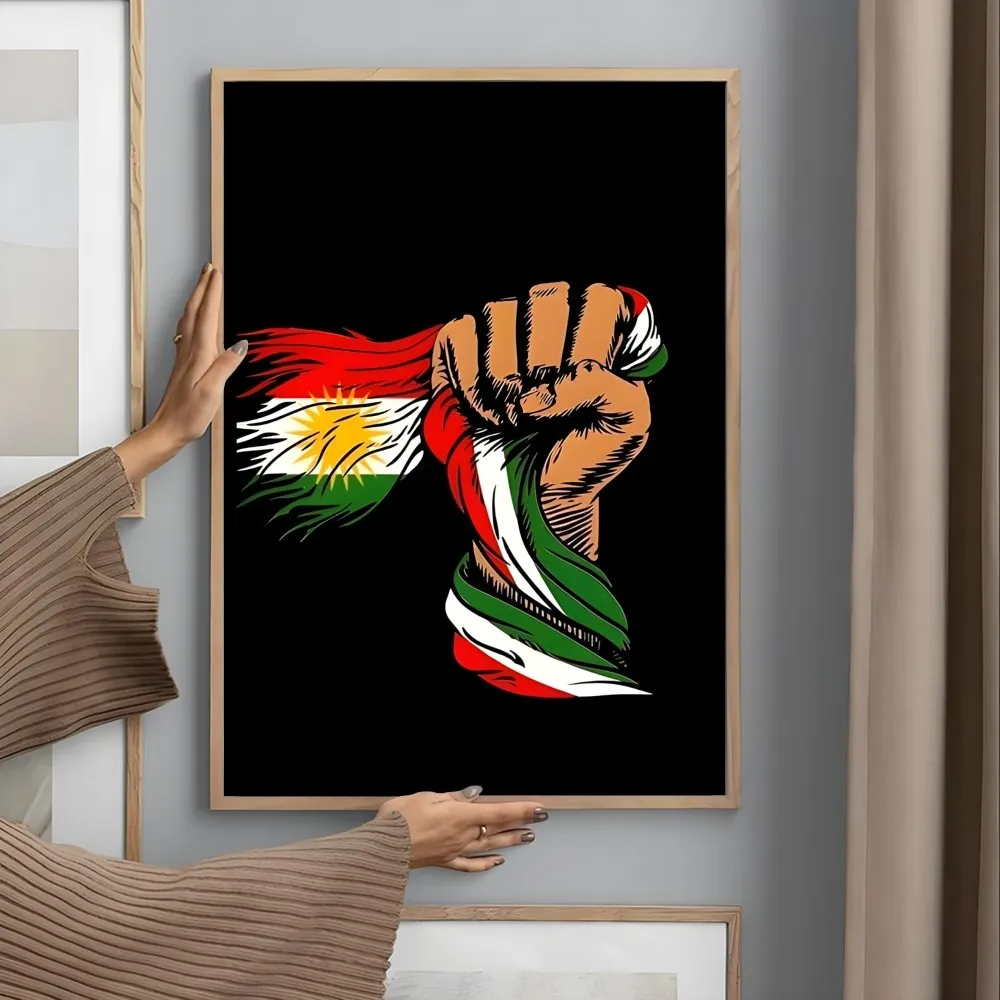 كردستان العلم الفن تصميم ملصق جدار الطباعة مقاوم للماء غرفة الاستحمام ديكور غرفة نوم المنزل هدية